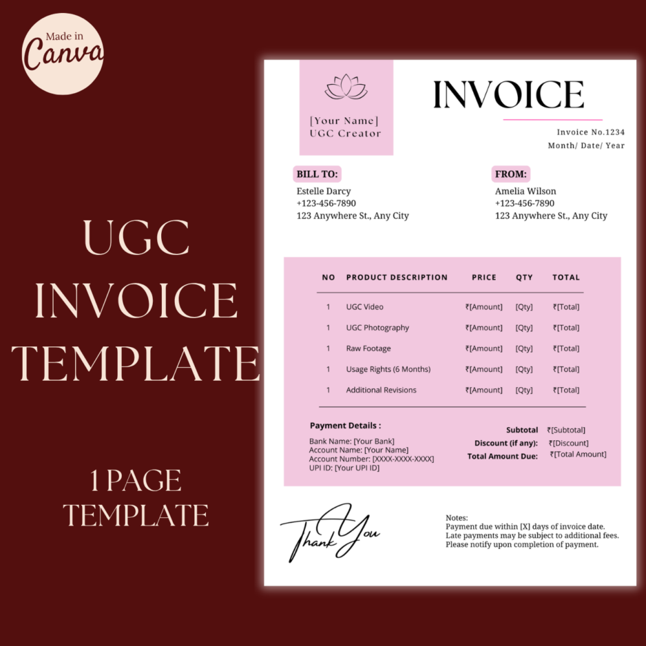 UGC Creator Invoice Template