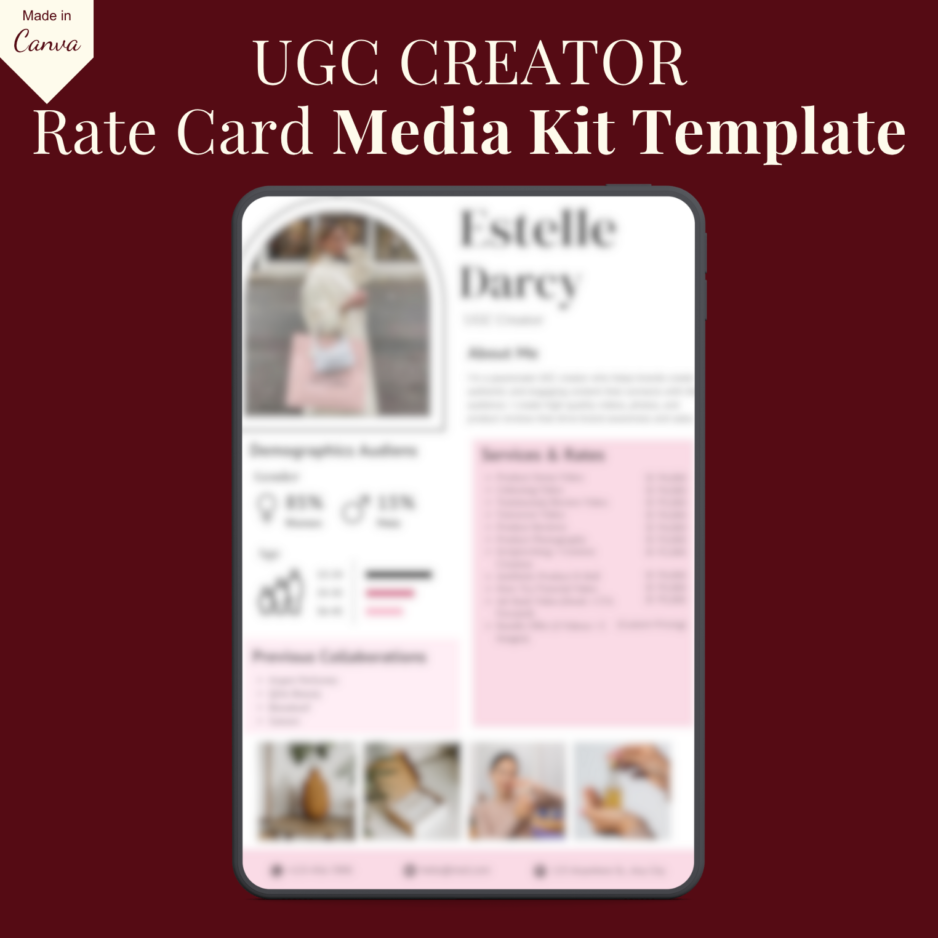 UGC Creator Rate Card & Media Kit Template